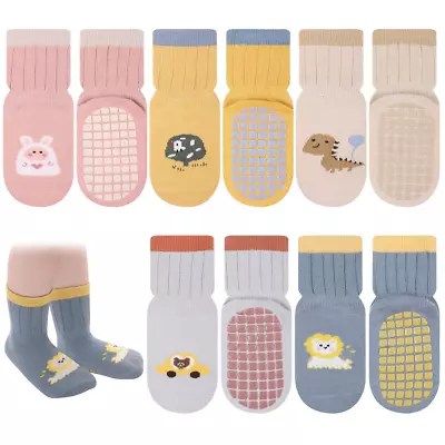 5 Pairs Baby Anti Slip Socks Baby Socks With Grips Boys Girls 3-5 Years • £5.99