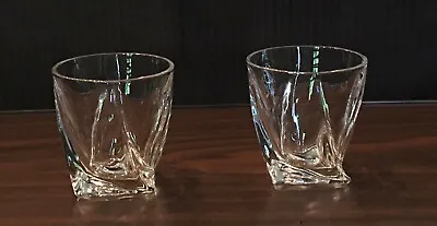 Vintage Whiskey Glasses 9 Oz TWIST DESIGN Clear 2-Piece Set • $19.88