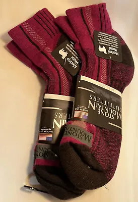 4 Pair Fuchsia Black Ankle Ascend 70% Merino Wool Socks Ballston Medium Size 5-9 • $29.99