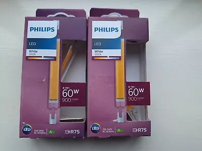 2x Philips R7S LED White 3000k 118x13.5mm 60W Light Bulb 900 Lumen Halogen New • £9.95