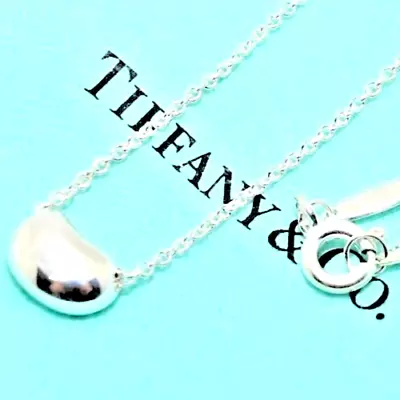 TIFFANY & CO. Elsa Peretti Bean Necklace Silver 925 Pendant Chain Signed Japan • $196.23