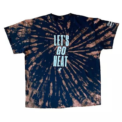 Miami Heat T Shirt Mens XL Black Bleach Acid Wash Let’s Go Heat NBA Basketball • $2.85