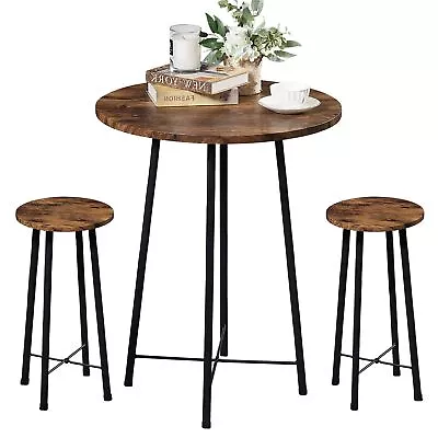 Small Bar Table And Chairs Round Bistro Sets With 2 Barstools 3-Piece Pub D... • $117.49