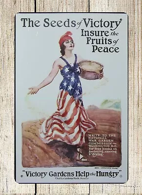  Hanging Wall Art Victory Gardens Patriotic Poster Metal Tin Sign • $18.98