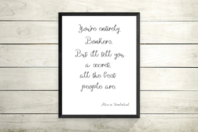 £4.99 • Buy Alice In Wonderland Quotes Photo Poster Prints  Wall Art Pictures  Gift