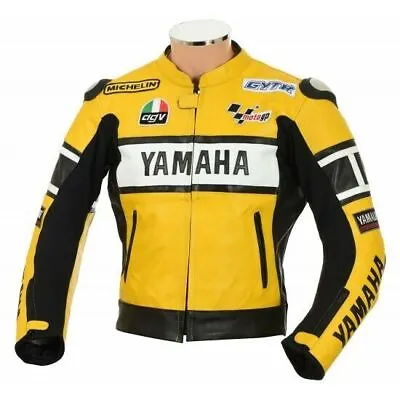 Yamaha Yellow Motorbike Track Days Owhide Leather Ce Armoured Protected Jacket • £144.99