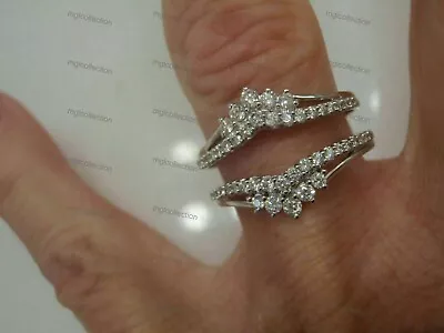 Moissanite Wedding Enhancer Wrap Guard Ring White Gold Plated 925 Silver • $97.49