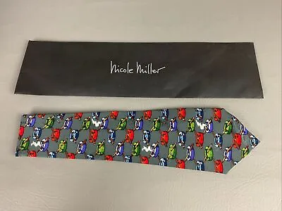 VINTAGE Nicole Miller Neck Tie 100% Silk Cigar Pattern • $7.95