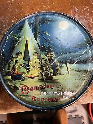 Vintage 1920's Litho Campfire Supreme Marshmallow Advertising General Store Tin • $115