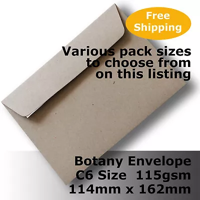 Botany Enviro C6 Envelopes 100% ReCycled Brown 115gsm PeelNSeal #S5171P • $10.20