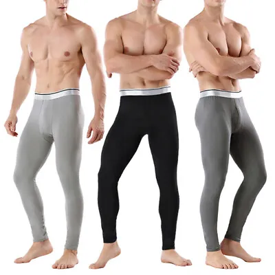 Long Johns Bottoms Thermal Underwear Mens Fleece Lined Leggings Under Wear Pants • $7.66