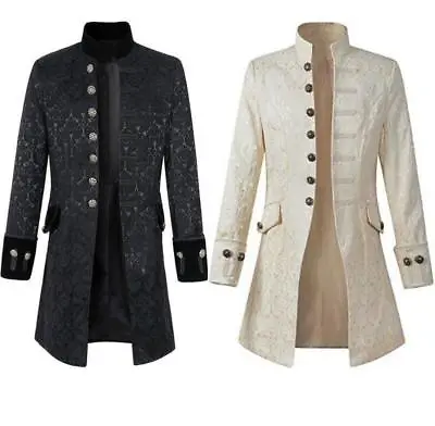 Mens Victorian Frock Coat Cosplay Suit Vintage Steampunk Tailcoat Jacket Gothic • $37.41