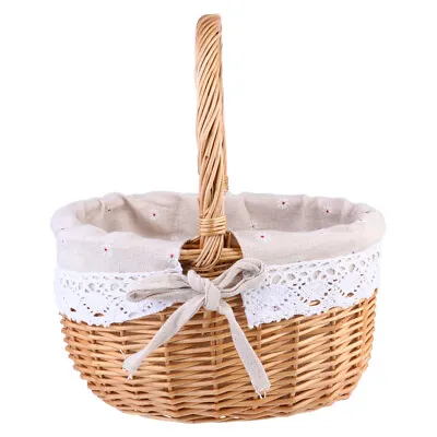 1pc Easter Egg Basket Ornaments Picnic Hamper Easter Egg Basket Wicker Storage • £15.49