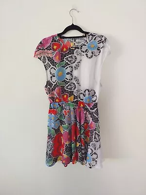 $46 • Buy Alice Mccall Floral A-line Dress Size 10 Colourful Cap Sleeves