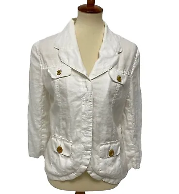 Merona Women's Blazer 100% Linen White Collared Size M • $16.99