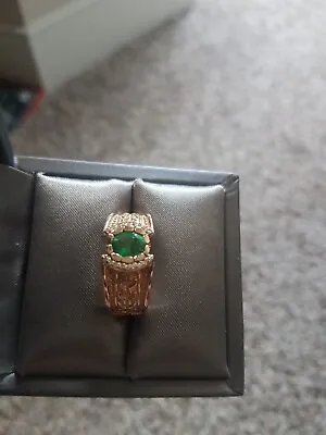 Mens Size 10.5 14k Rose Gold 1ct Emerald Ring Pre-owned • $3000