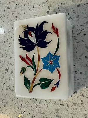 Vintage Marble Jewelry Box With Multi Flower Design ( Measures 3” X 2” X1.5”) • $32.99