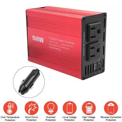 US 150W Car Power Inverter Dual USB DC12V-AC110V RED For Hyundai Kia Universal • $15