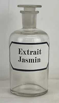 Antique Apothecary Lug Jar Label Under Glass Apothecary Bottle “Extrait Jasmin” • $29.99