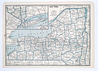 New York State Map 1934 ORIGINAL County Township Brooklyn Long Island City Erie • $59.88