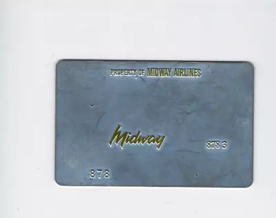 Vintage Midway Airlines Metal Ticket Validation Plate 878  2 X 3 Inches • $5.99