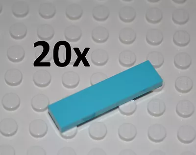 Lego Parts- 20x Medium Azure Tiles 1x4 Studs/flat Building Pcs/smooth Floor 2431 • $6.29