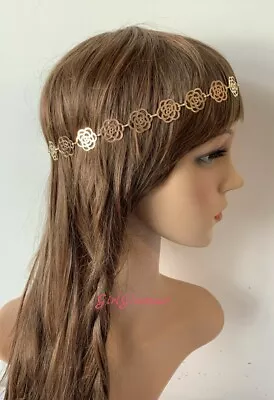 £2.99 • Buy Floral Headband Hairband Hair Tie Band Elastic White Gold Rose Flower Dress 