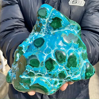 6.3LB Natural Chrysocolla/Malachite Transparent Cluster Rough Mineral Sample. • $20.50