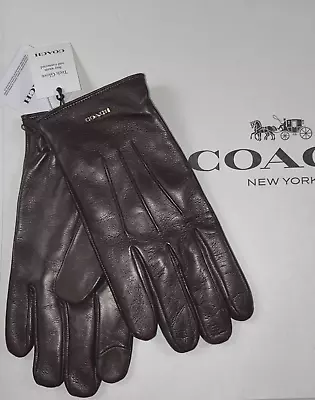 COACH Men's Gloves Size S Mahogany Sheep Leather Wool NAPA TECH $150 NEW • $109.95