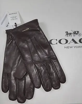 COACH Men's Gloves Size XL Mahogany Brown Sheep Leather Wool NAPA TECH $150 NEW • $109.95