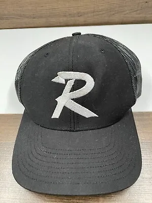 Richardson R Logo Black Trucker Hat Cap Mesh Snap Back Adjustable • $12.74