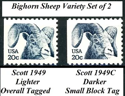 $1.99 • Buy Bighorn Sheep Complete Color & Tagging Variety Set Of 2 MNH Scott's 1949 & 1949C