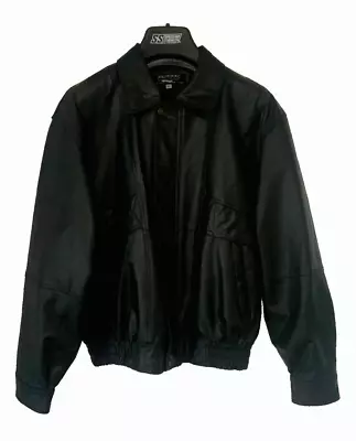 ARSENAL Black Perforated Leather Motorcycle Riding Bomber Jacket Men's M Medium • $95