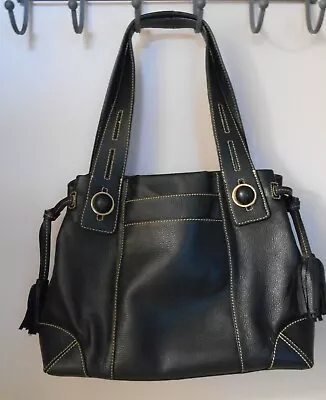 Maxx Ny Signature Large Black Pebbled Leather Shoulder Bag • $32