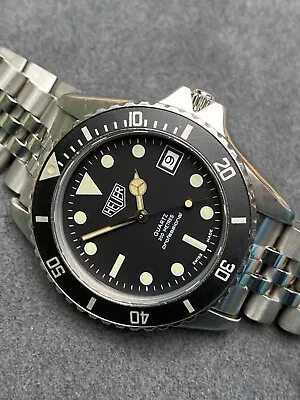 👍 Vintage TAG HEUER 1000 980.013 Black Dial 844 Monnin Dive Watch • $1049.99