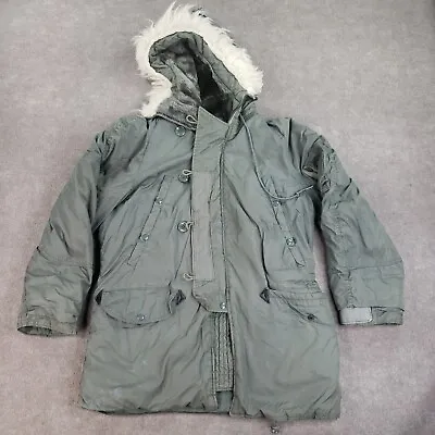 Vtg Military N-3B Parka Mens Small Green Extreme Cold Weather Winter Coat Hooded • $84.99