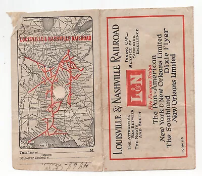 GREAT Vintage 1920's L&N Railroad Ticket Envelope Train Transportation Map • $12.74