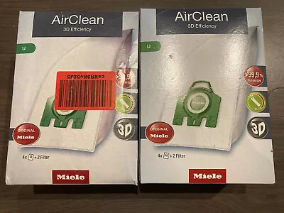 2 Boxes Genuine Miele AirClean 3D Vacuum Bags Type U  4 Count W/ 2 Filters Each • $34.99