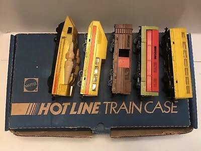 Vintage1970’s MattelHotline TrainSet5Cars OriginalBox Authentic Collector Patina • $139.99