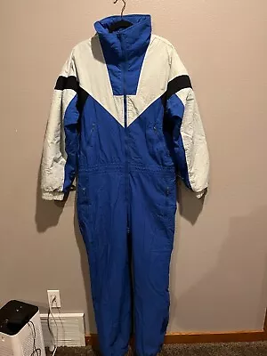 Men's Vtg EDELWEISS Blue/Multi Color Block Ski Snowsuit Size L • $39.99