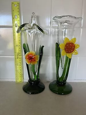 (2) Vintage Hand-Blown Glass Vases  • $40