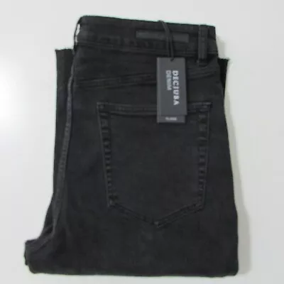 Decjuba Jeans 14 L27 Black Mini Flare Ankle High Denim Womens NEW Georgie • $19.95