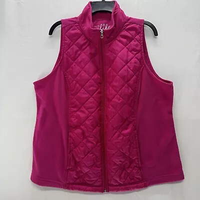 MADE FOR LIFE 1X Hot  Pink Lightweight Full Zip Sleeveless Vest Quilted Pockets • $18.87
