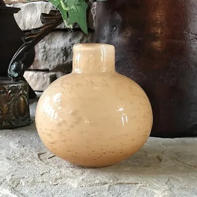 Bubble Glass Vase Vintage Peaches And Cream Bulbous Pot Mid Century Modern Rare • $45