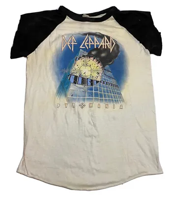 Vintage 80S Def Leppard Pyromania Rock To You Drop T-Shirt 1983 Raglan Sz L F3 ￼ • $80