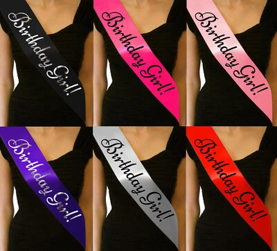 Birthday Girl Sash 16th 18th 21st 30th 40th 50th 60th Party Gift Sashes • £2.49