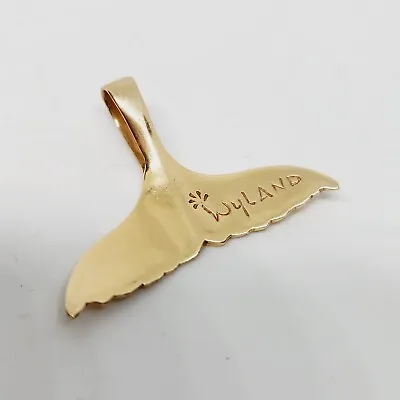 Wyland Signed Vintage 14k Yellow Gold Whale Dolphin Tail Pendant For Necklace  • $849.95