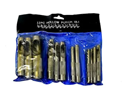 $17.49 • Buy New!12pc Hollow Punch Set 1/8 -3/4  Holes In Leather Plastic Rubber Gasket Vinyl