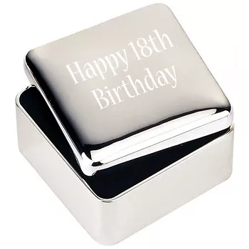 Silver JEWELLERY TRINKET BOX GIFT Happy 18th Birthday • £12.49