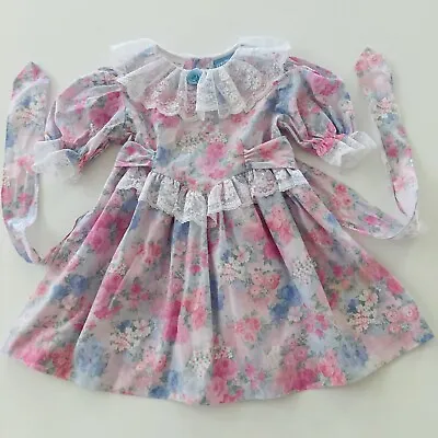 Vintage Out Of Blue Girls 5 Lace Floral Pastel Dress Special  Occasion • $42